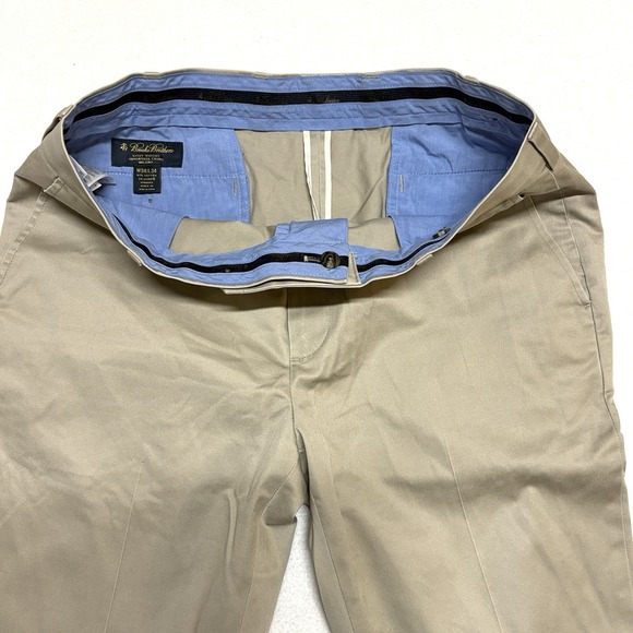 Brooks Brothers Pants Mens 34 x 34 Chinos Milano Beige Preppy Casual Office Flat - Picture 4 of 12